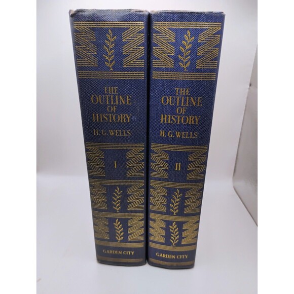 The Outline Of History H. G. Wells 1 & 2 Volumes Lot Set Garden City HC 1949 - Picture 1 of 9
